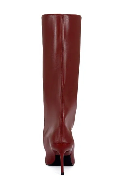 Azalea Wang Couture Crazy Pointy Toe Knee High Boot In Burgundy