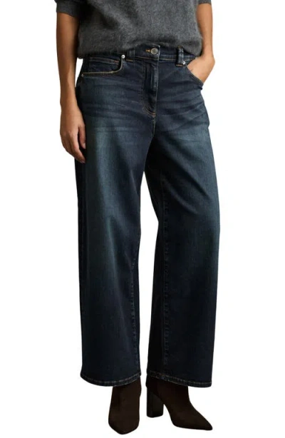 Reiss Heather Wide-leg Stretch Cotton Jeans In Blue