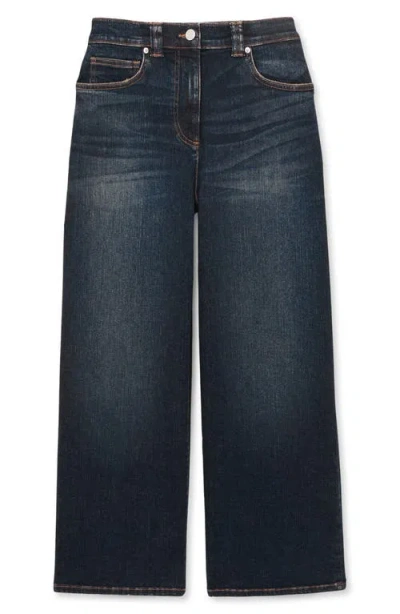 Reiss Heather Wide-leg Stretch Cotton Jeans In Blue