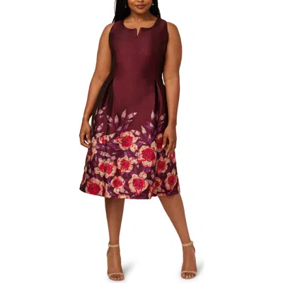 Adrianna Papell Plus Size Twist Crepe V-neck Short Dress In Multi