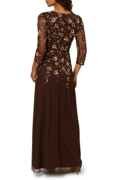 Adrianna Papell Women's Bead Detail Maxi Dress In Brown