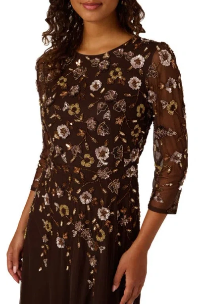 Adrianna Papell Women's Bead Detail Maxi Dress In Brown