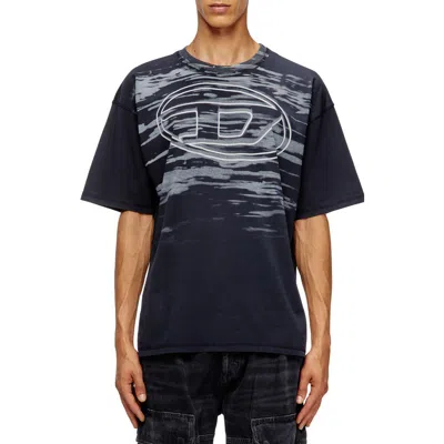 Diesel Cotton T-shirt With Oval D Print In Black