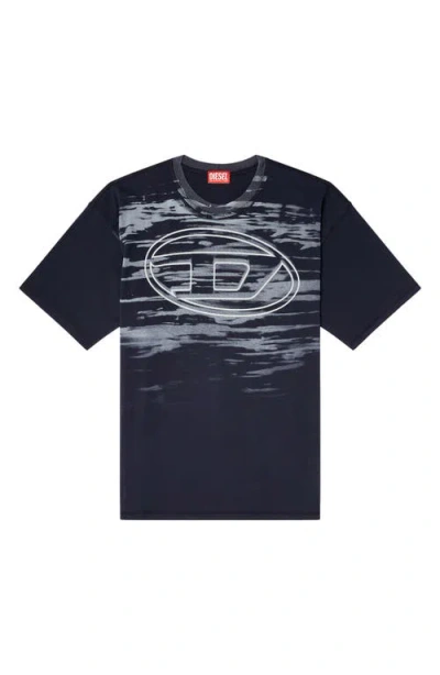 Diesel Cotton T-shirt With Oval D Print In Black