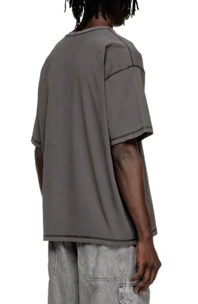 Diesel Cotton T-shirt With Oval D Print In Gray