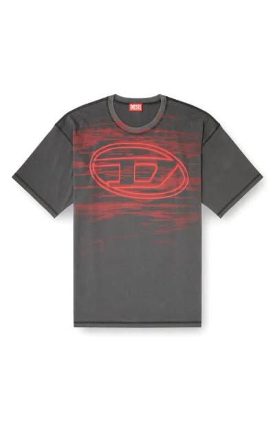 Diesel Cotton T-shirt With Oval D Print In Gray