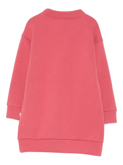 Il Gufo Cat-embroidered Sweatshirt Dress In Pink