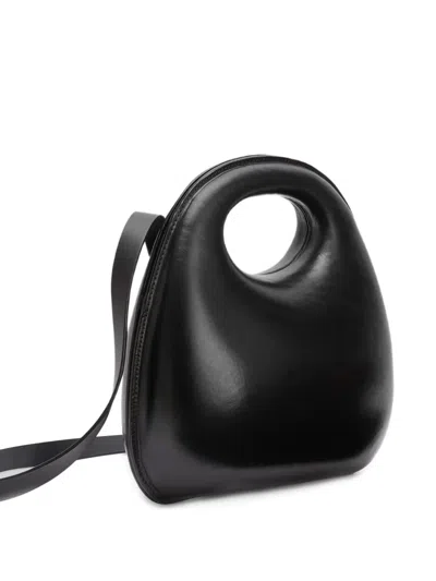 Lemaire Egg Leather Shoulder Bag In Black