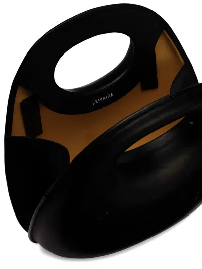 Lemaire Egg Leather Shoulder Bag In Black