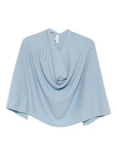 Eric Bompard Cowl-neck Cashmere Short Poncho In Blue