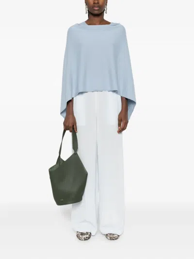 Eric Bompard Cowl-neck Cashmere Short Poncho In Blue