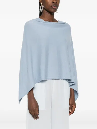 Eric Bompard Cowl-neck Cashmere Short Poncho In Blue