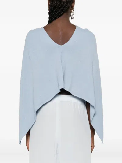 Eric Bompard Cowl-neck Cashmere Short Poncho In Blue