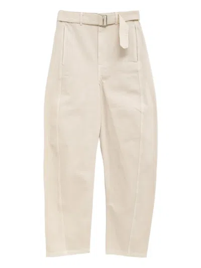 Lemaire Twisted Belted High-rise Barrel-leg Jeans In Neutral