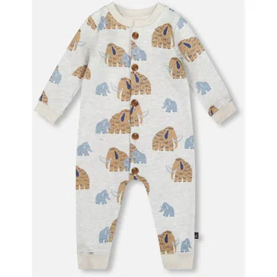 Deux Par Deux One-piece Fleece Romper Mammoth In Neutral
