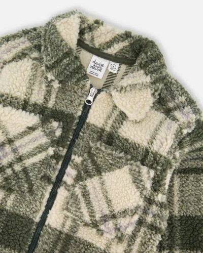 Deux Par Deux Long Sleeve Zip Front Overshirt In Green