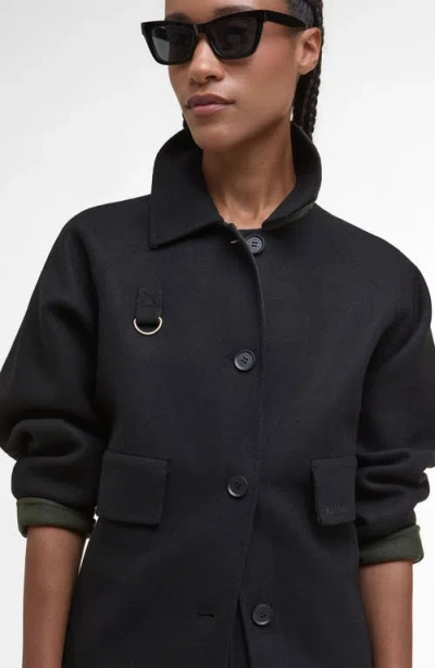 Barbour Leonie Wool Blend Overshirt In Burgundy