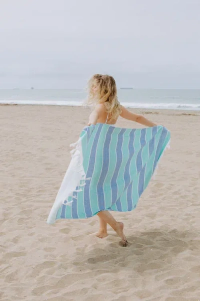 Infusezen Multi Stripe Terry Cloth Lined Turkish Towel
