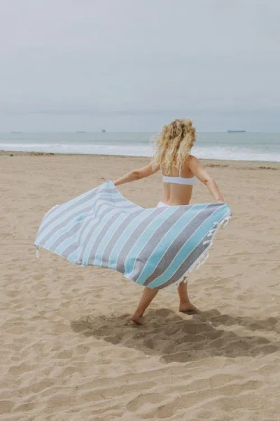 Infusezen Multi Stripe Terry Cloth Lined Turkish Towel