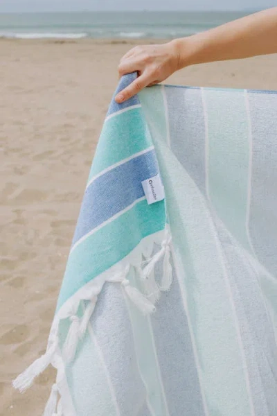 Infusezen Multi Stripe Terry Cloth Lined Turkish Towel