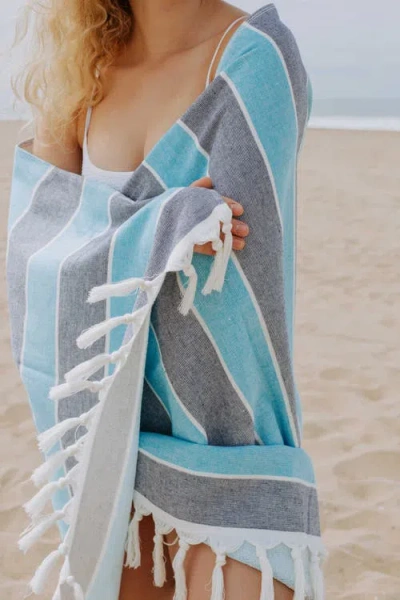 Infusezen Multi Stripe Terry Cloth Lined Turkish Towel