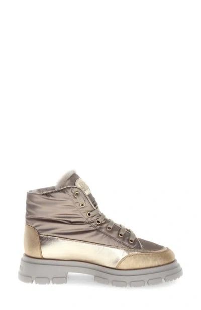 Candice Cooper Chado Genuine Shearling Lined Hiking Boot In Silver