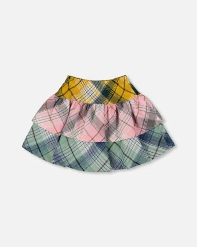 Deux Par Deux Two-tiered Flannel Skirt In Multi