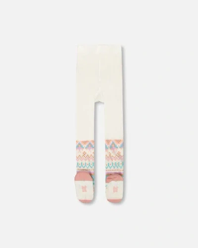 Deux Par Deux Knit Tights With Norwegian Jacquard In Neutral