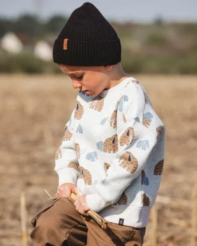 Deux Par Deux Long Sleeve Crew Neck Fleece Sweatshirt Mammoth In Sand