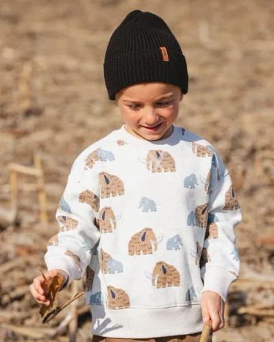 Deux Par Deux Long Sleeve Crew Neck Fleece Sweatshirt Mammoth In Sand