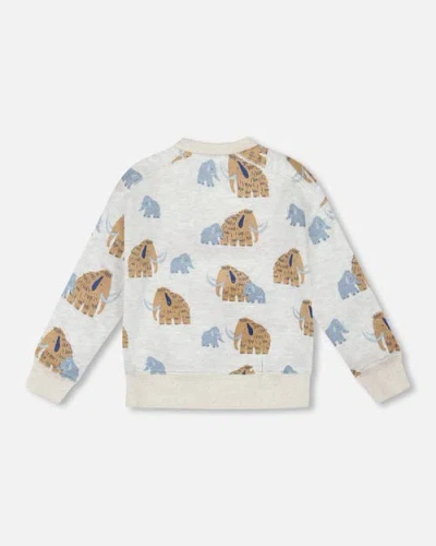 Deux Par Deux Long Sleeve Crew Neck Fleece Sweatshirt Mammoth In Sand