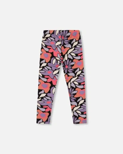 Deux Par Deux Stretch Jersey Leggings Retro Flower In Multi