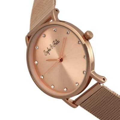 Sophie And Freda Savannah Mesh Bracelet Watch With Swarovski Crystals In Brown