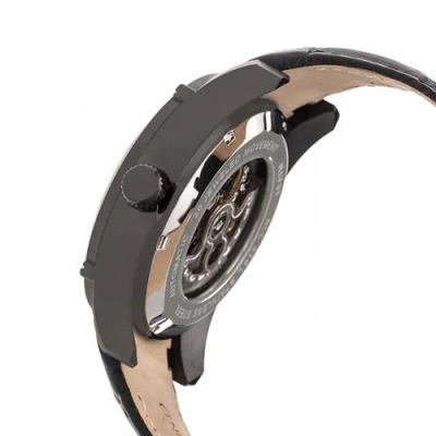 Heritor Automatic Daniels Semi-skeleton Leather-band Watch In Black