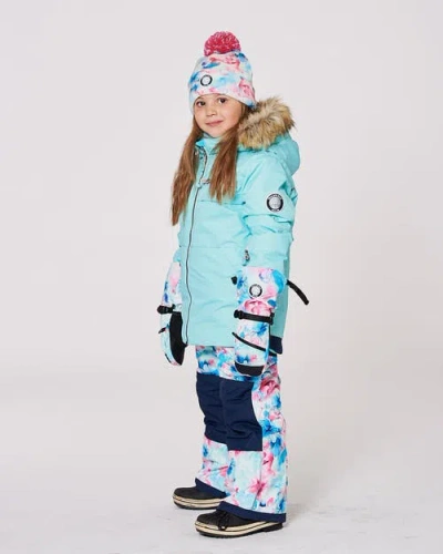 Deux Par Deux Lined Knit Pompom Hat Flower In Multi