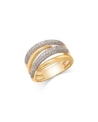 Bloomingdale's Fine Collection Diamond Multirow Statement Ring In 14k Two Tone Gold, 0.70 Tcw In Gold