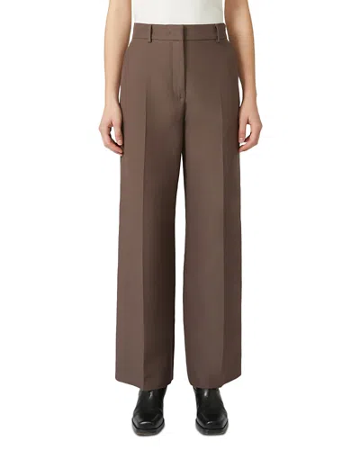Weekend Max Mara High Waist Wide Leg Wool Trousers In Brown
