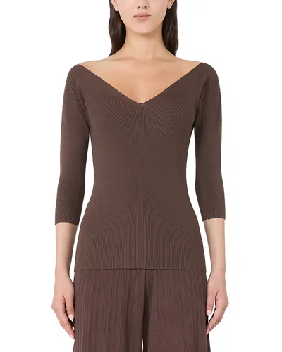 Weekend Max Mara Oceano V Neck Sweater In Brown