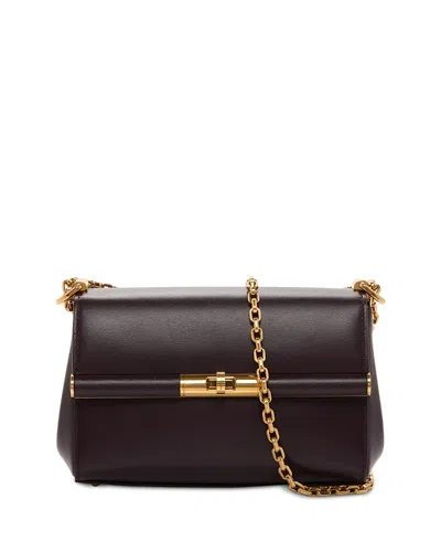Dolce & Gabbana Women Aubergine Leather Mini Marlene Shoulder Bag In Burgundy