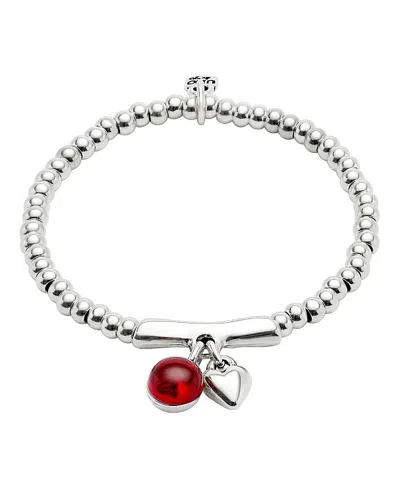 Unode50 Beaded Bracelet With Red Murano Glass In Metallic