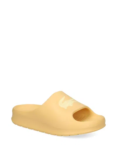 Lacoste Serve Logo-strap Slides In Yellow
