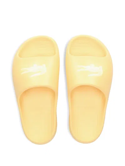 Lacoste Serve Logo-strap Slides In Yellow