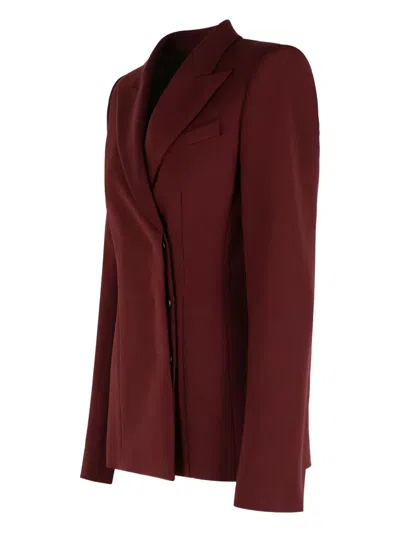 Sportmax Structured Double-breasted Jacket Back Vent In Burgundy