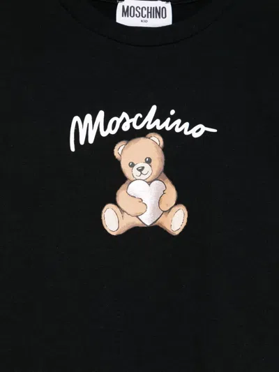 Moschino Black T-shirt For Girl With Teddy Bear In Black