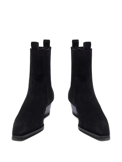 Aeyde Pointed Toe Ankle Boots With Elastic Side Panels In Black