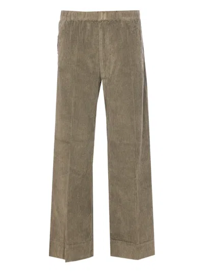 True Avenue Elasticated-waist Corduroy Trousers In Green