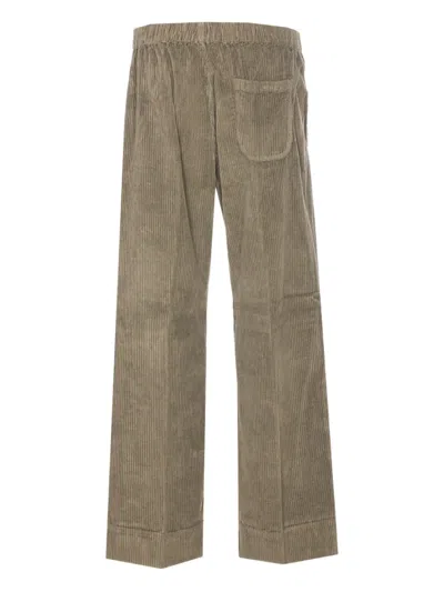 True Avenue Elasticated-waist Corduroy Trousers In Green
