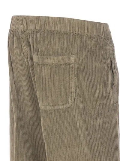 True Avenue Elasticated-waist Corduroy Trousers In Green
