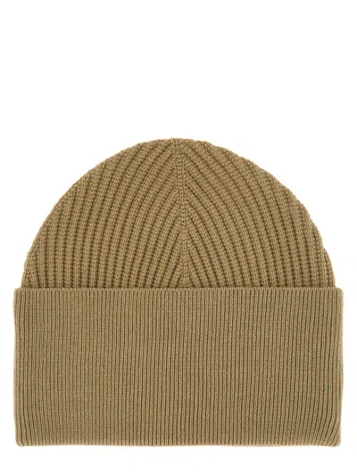 Studio Nicholson Ribbed Texture Folded Cuff Hat In Brown