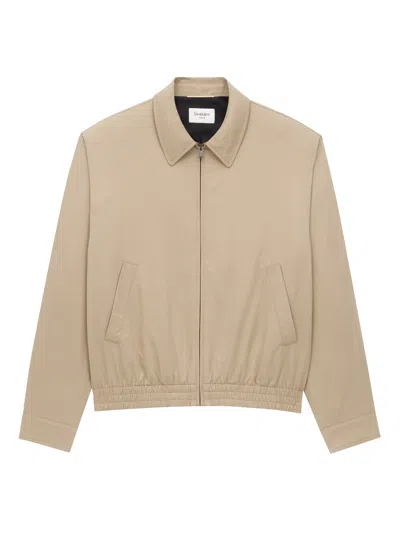 Saint Laurent Short Cotton Serge Jacket Pockets In Neutral